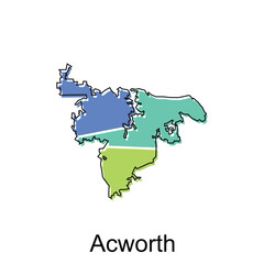 Acworth City of Georgia map vector illustration, vector template with outline graphic sketch style isolated on white background