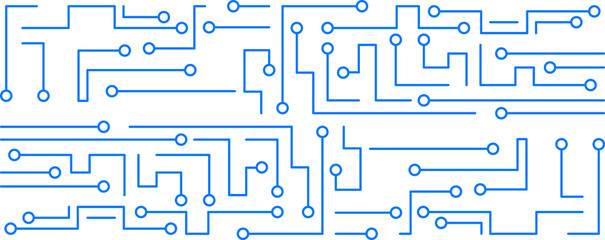 Transparent modern computer technology background with connecting circuit network dots.