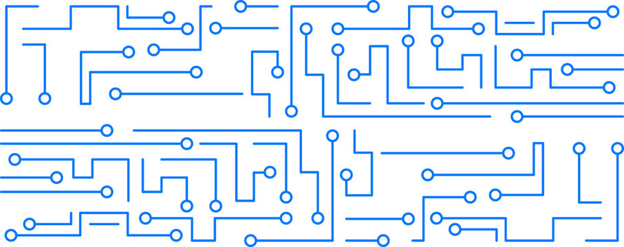 Transparent modern computer technology background with connecting circuit network dots.