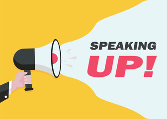  Hand-Holding Megaphone with your speaking up ! promotion banner advertising