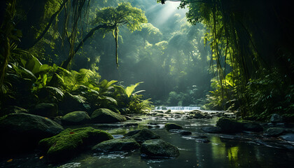 Sunlight Breaks Over A Rainforest Paradise