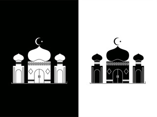 monochrome silhouette illustration of a mosque in high contrast card
