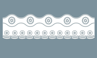 white vintage lace cotton eyelet trim design vector.