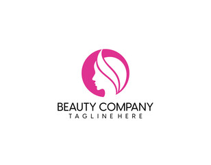 Obraz premium Beautiful sexy face, red lips, hand with red manicure nails, fashion woman, element design, nails studio, curly hairstyle, hair salon sign, icon. Beauty Logo. Vector illustration. Hand drawing style.