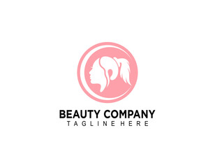 Beauty salon and spa vector logo. woman portrait with wavy hair.