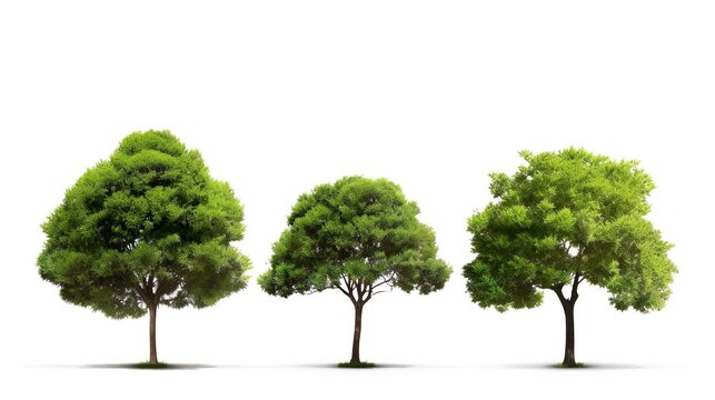 Collection of green trees isolated on transparent background. for easy selection of designs png
