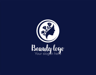 Beauty woman fashion logo. Golden Abstract vector template linear style on a black background