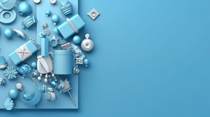 3d Rendering. Design card happy father's day on blue background party