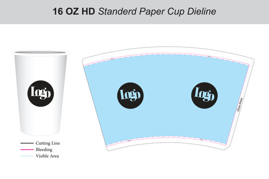 16 oz Single wall paper cup template