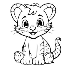 baby tiger doodle outline illustration 