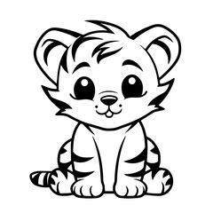 baby tiger doodle outline illustration 