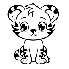 baby tiger doodle outline illustration 