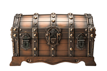 Vintage Treasure Chest - Isolated Wooden Trunk on Transparent Background. AI