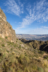 View from the landmark Muela del Diablo over the highest administrative capital, the vibrant city La Paz in Bolivia - traveling and exploring South America