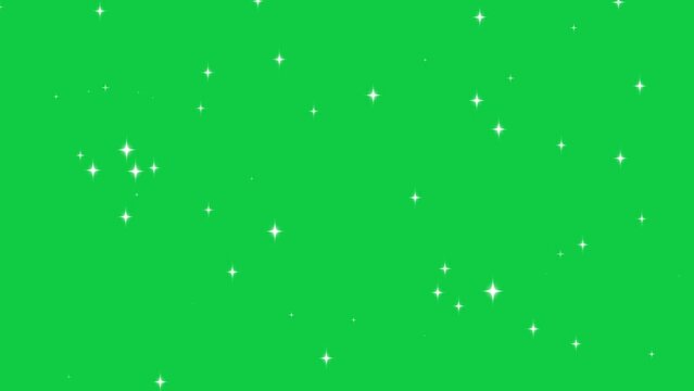 shiny glowing stars, fairy twinkle stars on green screen, 4k sparkle animation