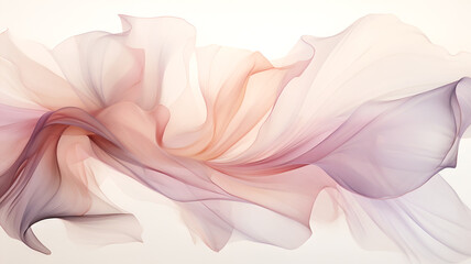 Abstract Transparent Silk Ink Cloud in Soft Pastel Colors Isolated on White - Generative AI