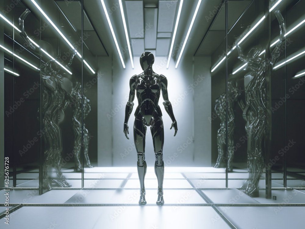 Poster Robotics and artificial intelligence technology concept. Generative AI