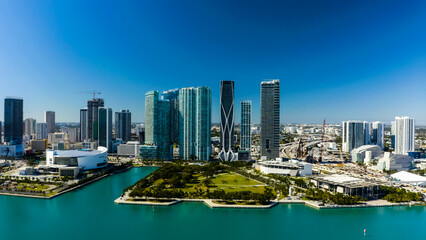 Aerial view of South Beach, Miami Beach, Florida, USA. 
 Drone view of Miami Beach. 