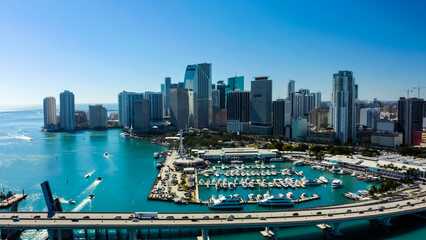 Fototapeta premium Aerial view of South Beach, Miami Beach, Florida, USA. Drone view of Miami Beach. 
