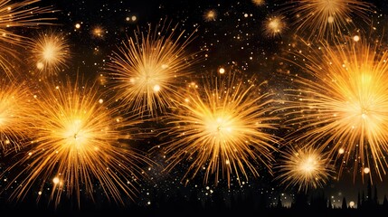 Fototapeta premium Gold glitter powder explosion. Golden color dust splash fireworks explosion