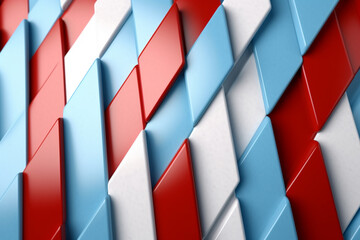 Red, blue and white geometric tiles bright background