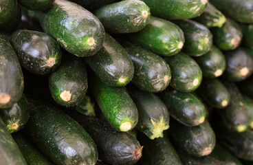 Fresh cucumbers on the market