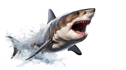 Big shark isolated on transparent white fear isolated on white background