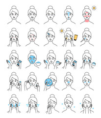 skin caring doodle set