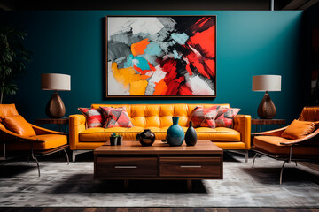 interior design of modern living room,generative ai