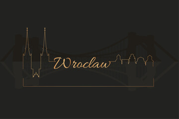 Wroclaw Skyline Dark Illustration