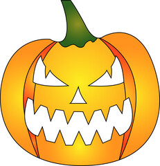 Halloween pumpkin vector illustration. Autumn vacation. Close up isolated on transparent background eps