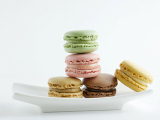 Typical French sweets, macarons, in different flavors.