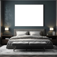 bedroom wall art single frame mock-up created with AI generative technology