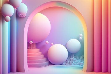 Stand podium wall scene pastel color background, geometric shape for product display presentation. Minimal scene for mockup products, stage showcase, promotion display.