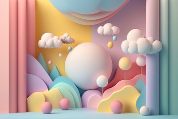 Stand podium wall scene pastel color background, geometric shape for product display presentation. Minimal scene for mockup products, stage showcase, promotion display.