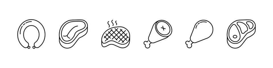 meat icon, food, steak, sausage, fried