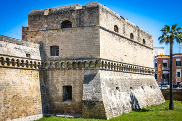Fototapeta na wymiar exterior of castello normanno svevo, norman-swabian castle, bari, puglia, italy, europe