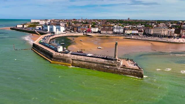 View of the sea resort of Margate,  a seaside town on the north coast of Kent in south-east England