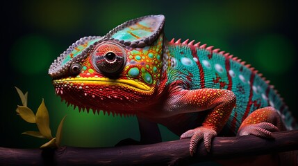 Fototapeta premium chameleon with amazing colors Generative AI