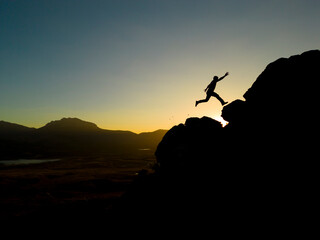 dynamic movements of active and energetic mountaineer