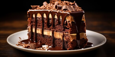 AI Generated. AI Generative. Sweet dessert brown dark chocolate cake bakery. Graphic Art