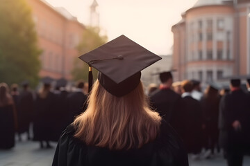 Back profile of a college or high school graduate