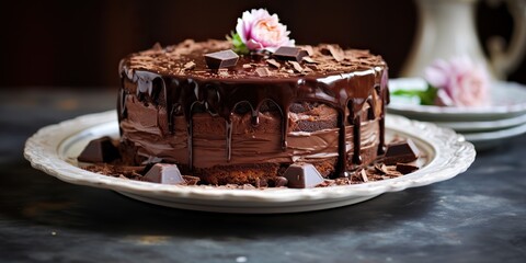 AI Generated. AI Generative. Sweet dessert brown dark chocolate cake bakery. Graphic Art