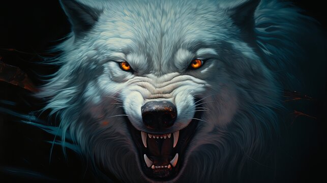 grin of a wolf close up Generative AI