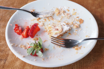 Empty plate after eating on table 