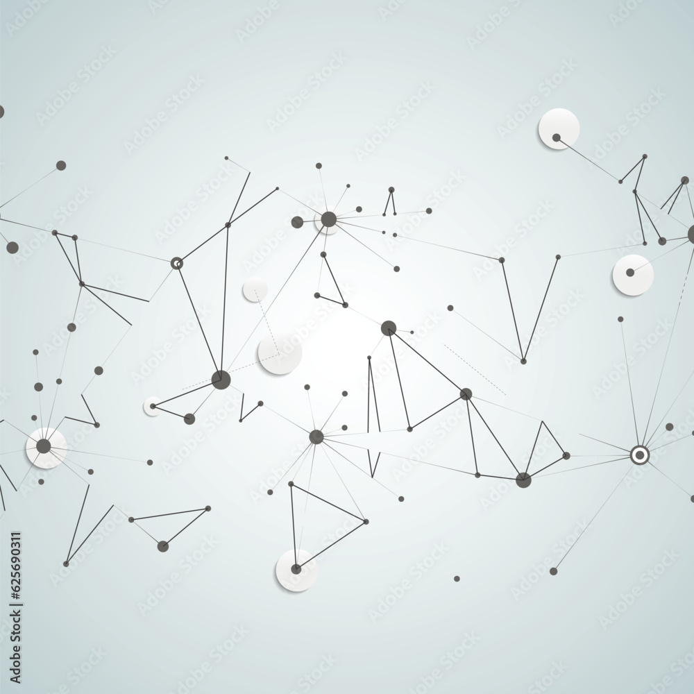 Aufkleber Vector connect lines and dots. Plexus background. Banner template for technology