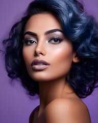 Fototapeta premium Portrait of a beautiful woman with a fancy glitter color makeup
