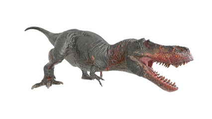 t-rex on blood in white background side view