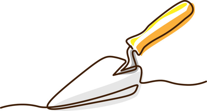 recommend clip art: Bricklayer trowel. Continuous one line drawing. Construction and repair.