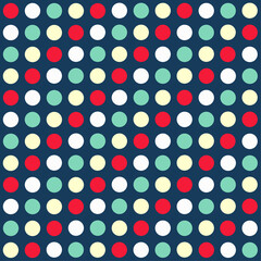 Seamless Repeat Pattern of Rows of Polka Dots on a Blue Background